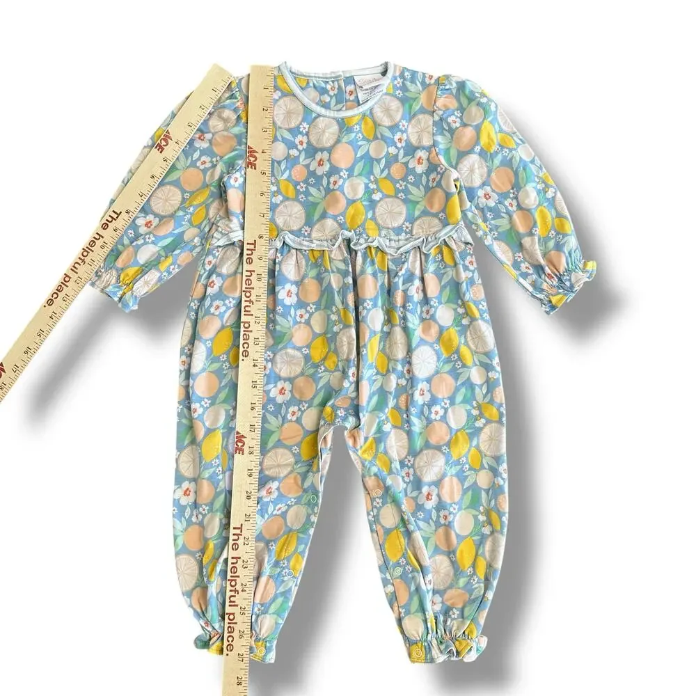 Stitchy Fish nwot Toddler Girl Romper‎ 3T Citrus Fruit Print Cotton One Piece